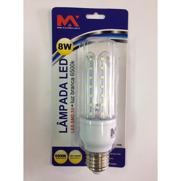 3U-LED-8W LAMPADA LED 8W LUZ BRANCA MAXMIDIA