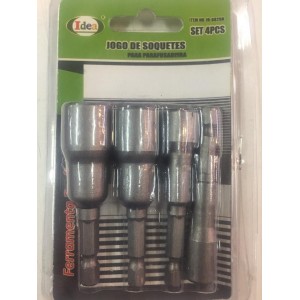 JOGO DE SOQUETE PARA PARAFUSADEIRA 4 PCS...