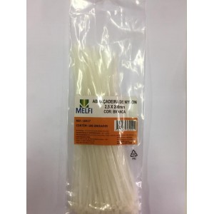 ABRACADEIRA NYLON BRANCA 2,5 X 150MM MEL...